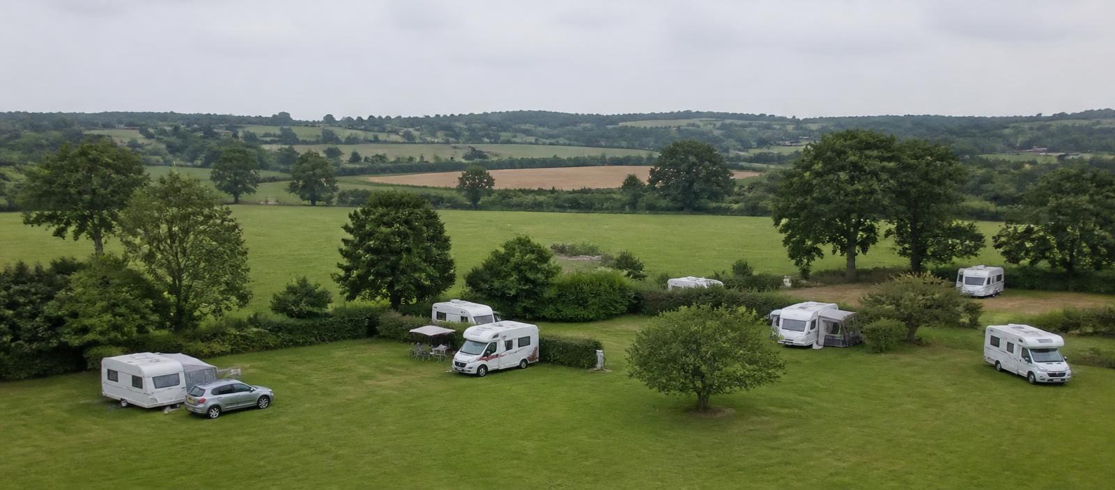 Aerial view of Knights Folly Farm pitches