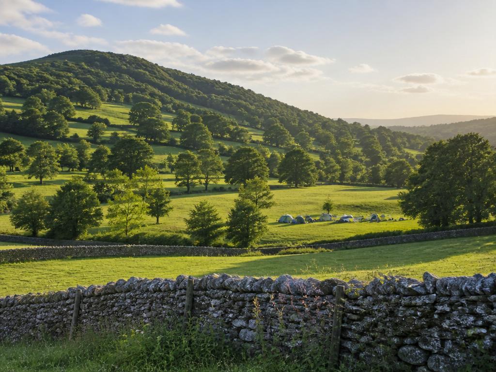 Peaceful countryside landscape around the campsite
