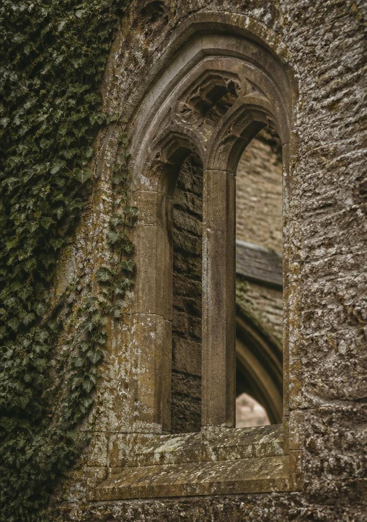 Ancient stone abbey window at Beaulieu