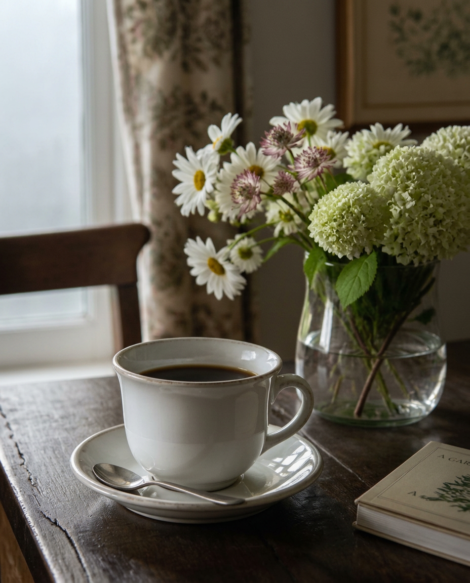 Morning coffee by the window