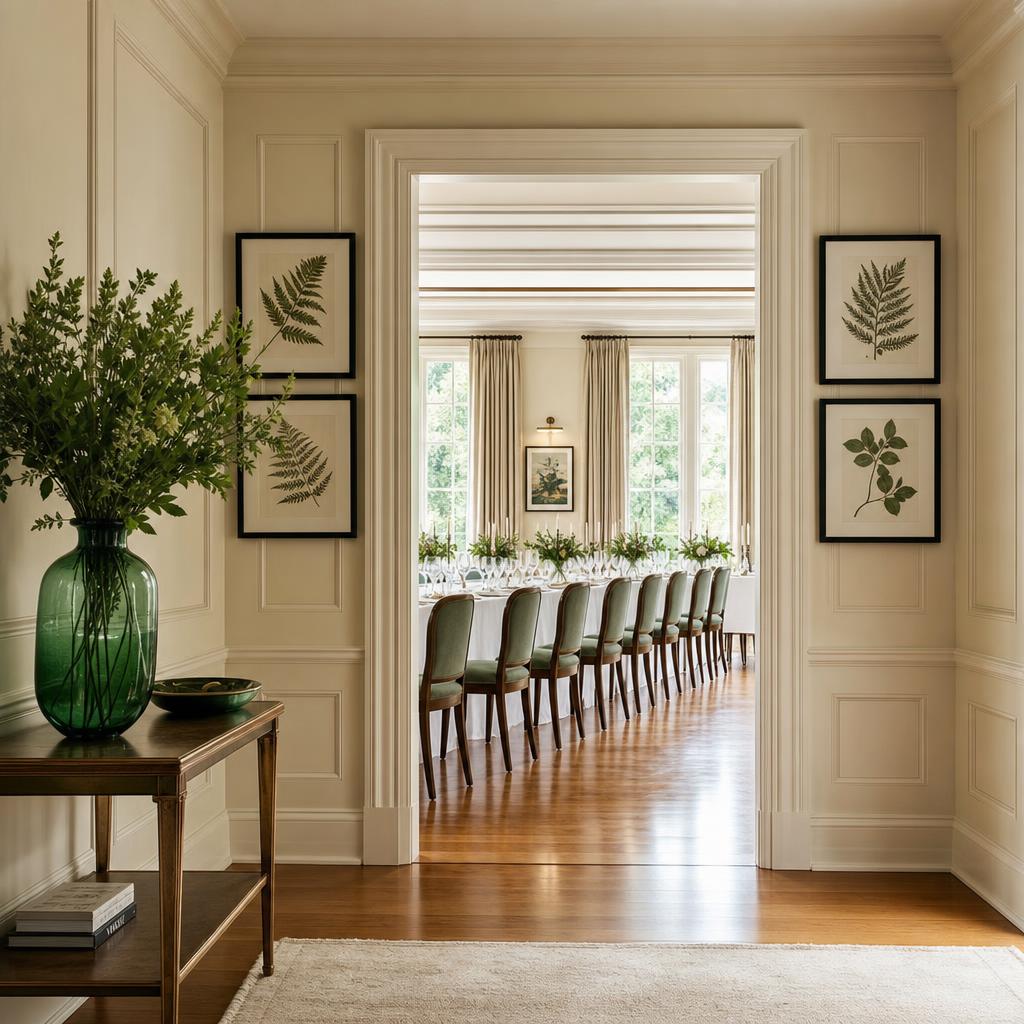 Hallway of The Willow House looking through to the banquet dining table