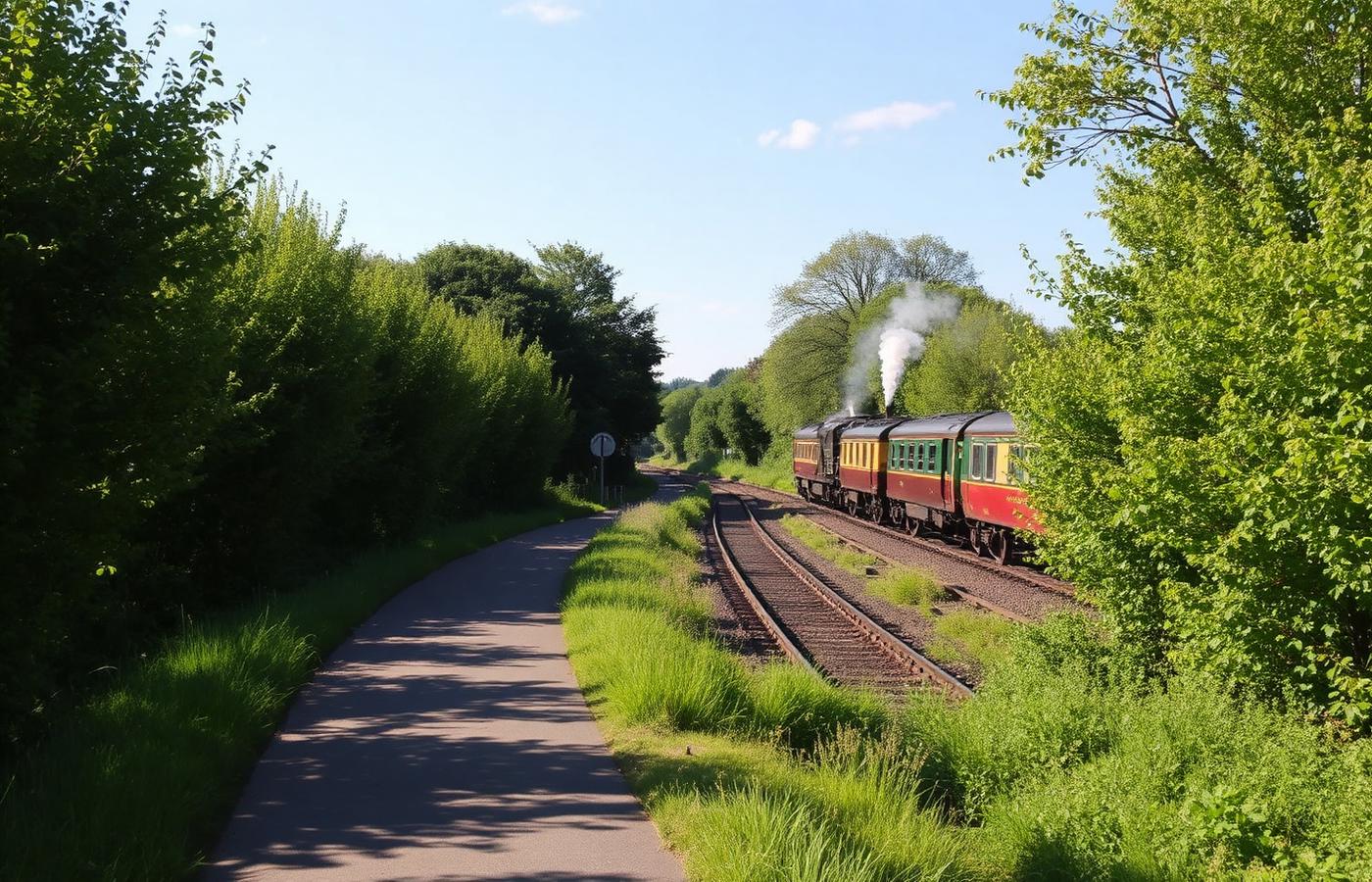 Cycle path and heritage railway